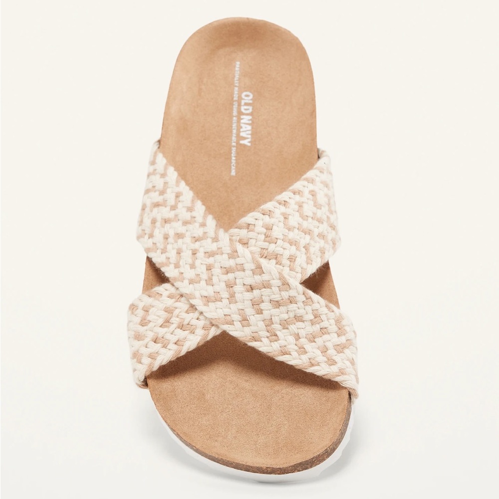 🆕 RESERVED FB Old Navy Girls Woven-Textured Criss-Cross Slide Sandals 1Y - Picture 2 of 12